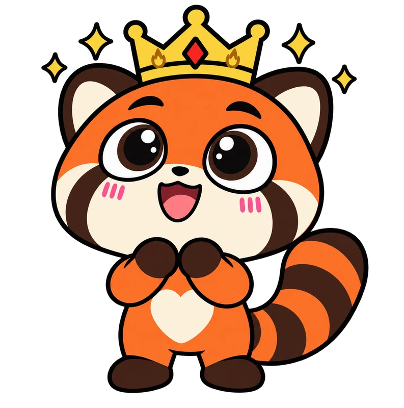 The red panda wearing a crown